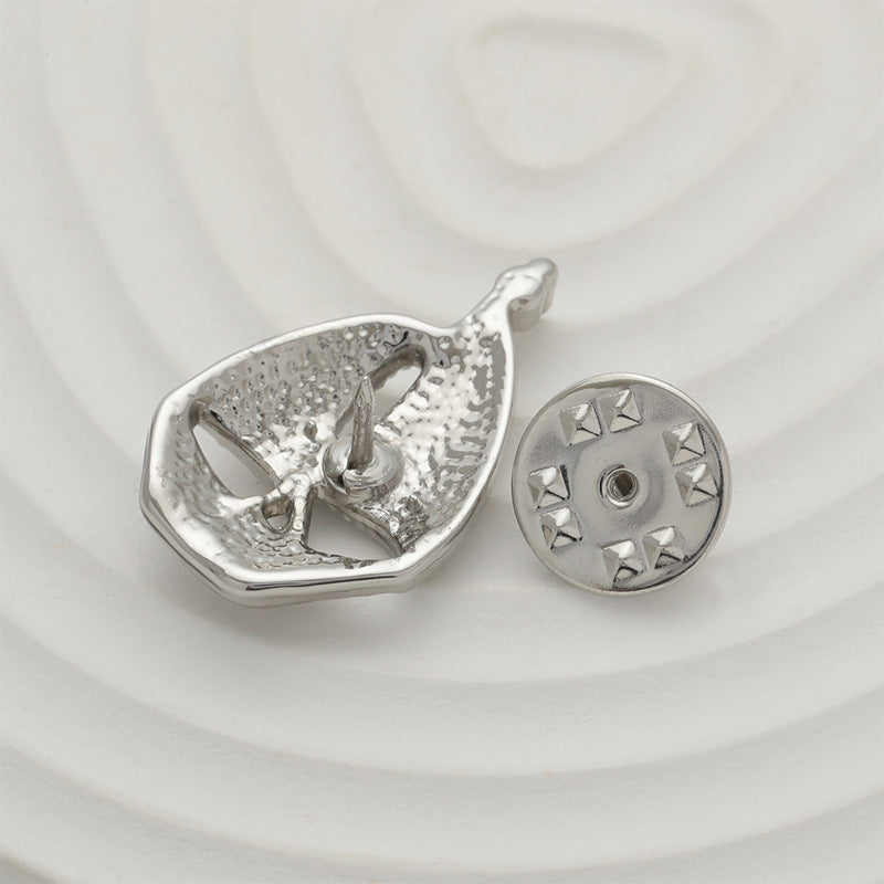 Silver Sailboat Full Diamond Design Fashion Metal Brooch Pin 2pcs - Image 2