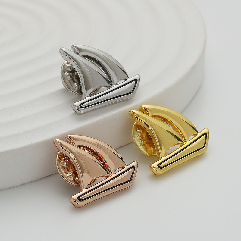 Rose Gold and Silver Luxury Metal Boat-Shaped Brooch Pin 3 Pack