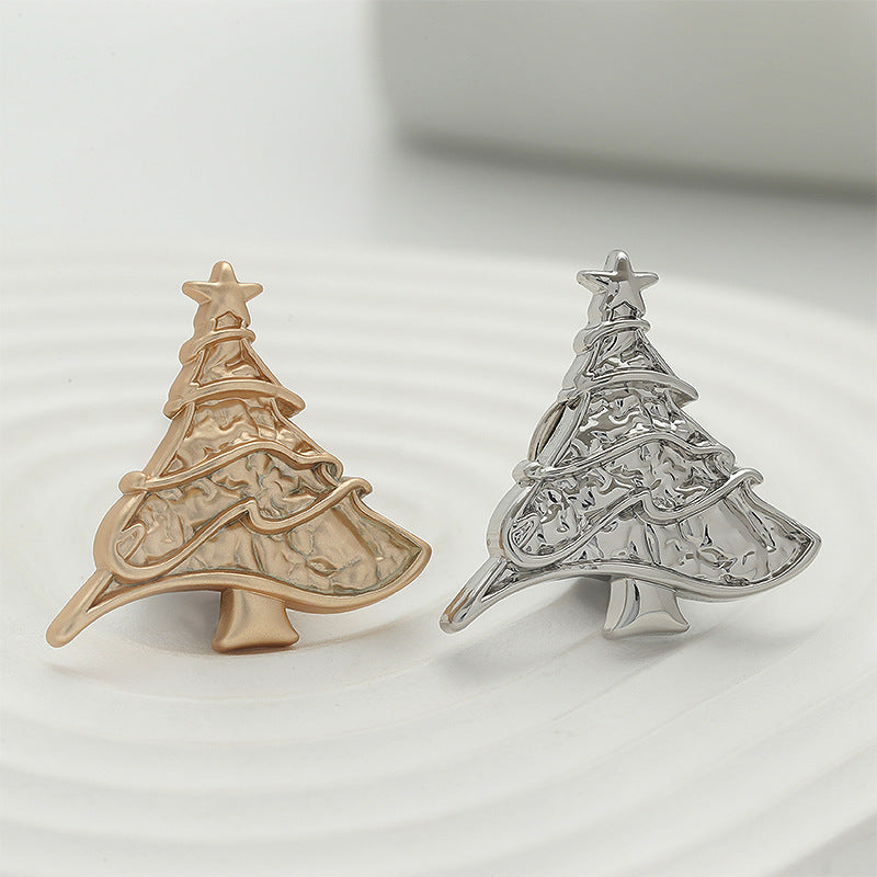 Silver Gold Christmas Tree Shaped Metal Pin Brooch 4pcs - Image 2
