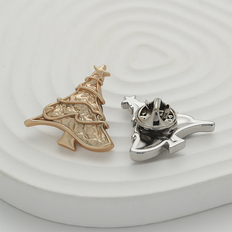 Silver Gold Christmas Tree Shaped Metal Pin Brooch 4pcs - Image 3