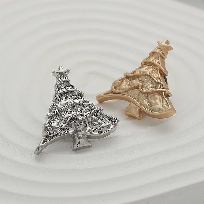 Silver Gold Christmas Tree Shaped Metal Pin Brooch 4pcs - Image 4