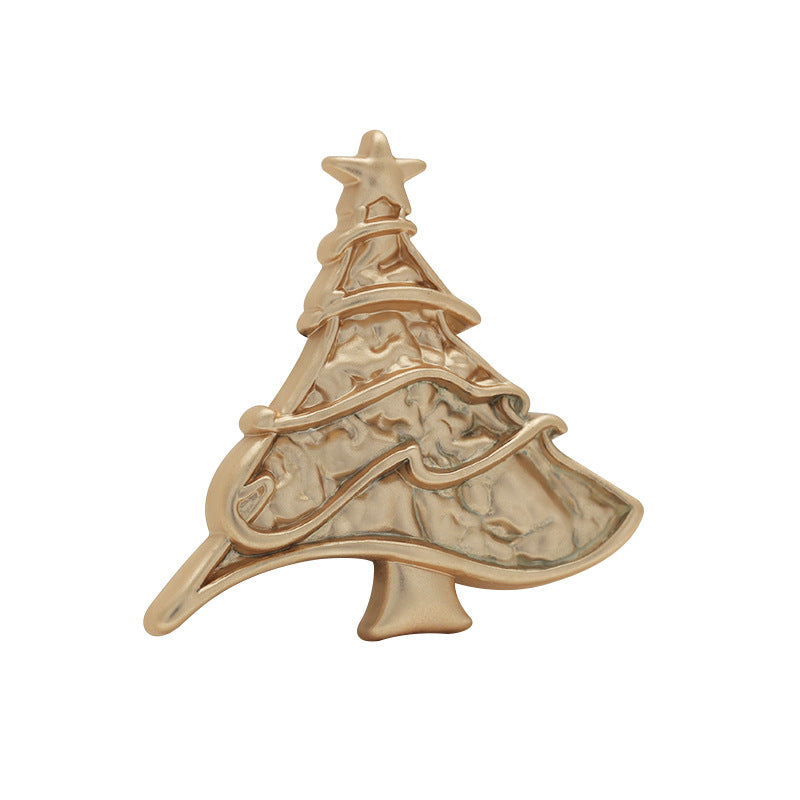 Silver Gold Christmas Tree Shaped Metal Pin Brooch 4pcs