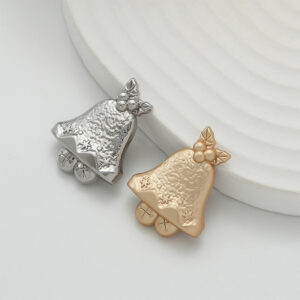 Vintage Christmas Bell Matte Gold and Silver Alloy Brooch 4pcs