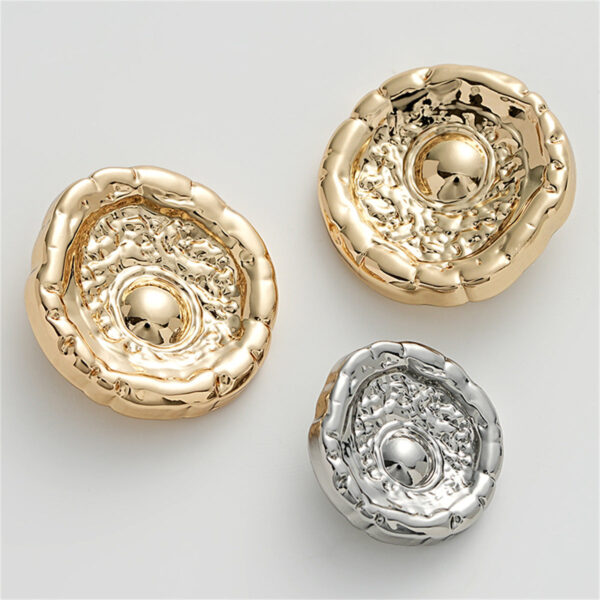Retro and High-End Concave Irregular Metal Shank Button 5pcs - Image 2