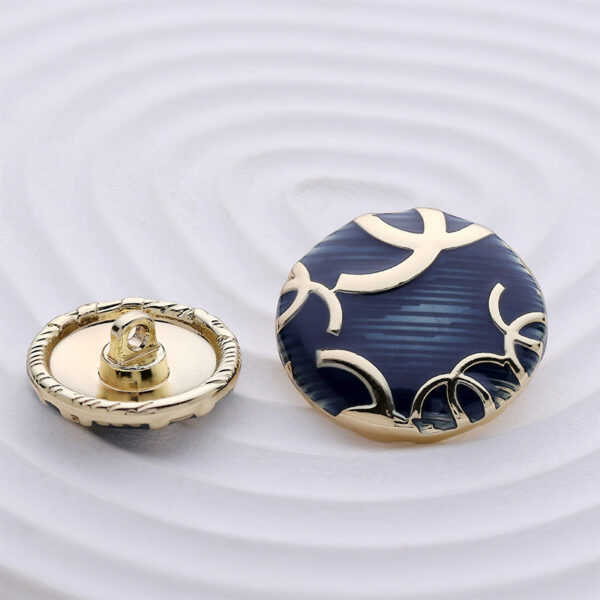 Round Sea Blue Branched Pattern Fashion Metal Coat Button 5pcs - Image 2