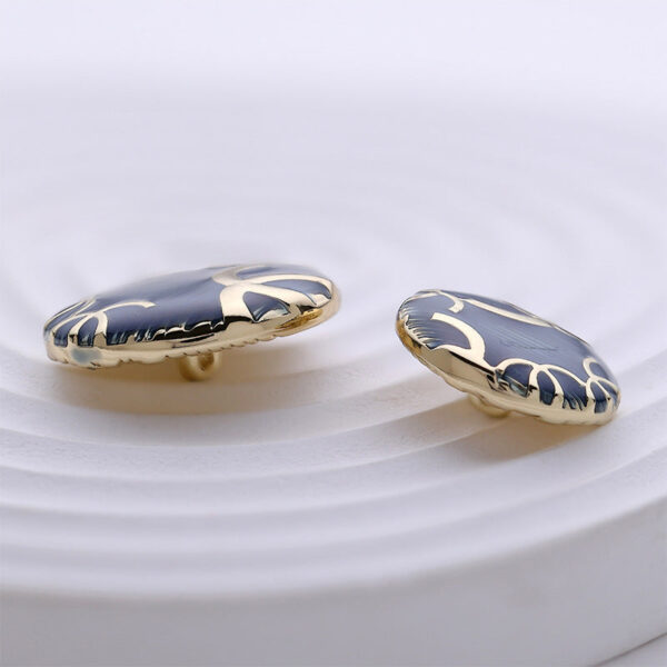 Round Sea Blue Branched Pattern Fashion Metal Coat Button 5pcs - Image 4