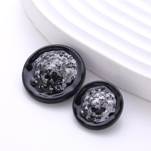 British Lion Head Ink Color Glacier Metal Blouse Button 5pcs - Image 4