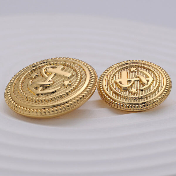 Golden Anchor Pattern Fashion Metal Round Button 10pcs - Image 4
