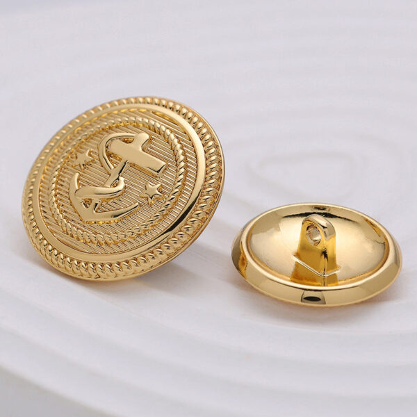 Golden Anchor Pattern Fashion Metal Round Button 10pcs - Image 2