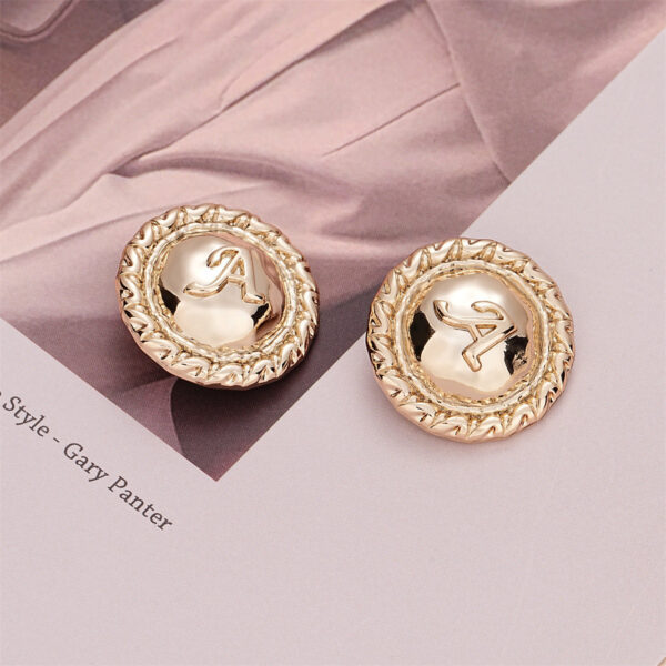 23mm Light Gold Round A-Letter Metal Sewing Button 10pcs - Image 4