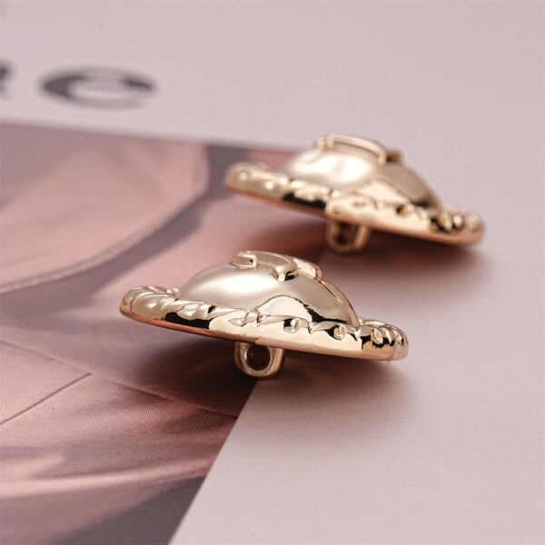 23mm Light Gold Round A-Letter Metal Sewing Button 10pcs - Image 3