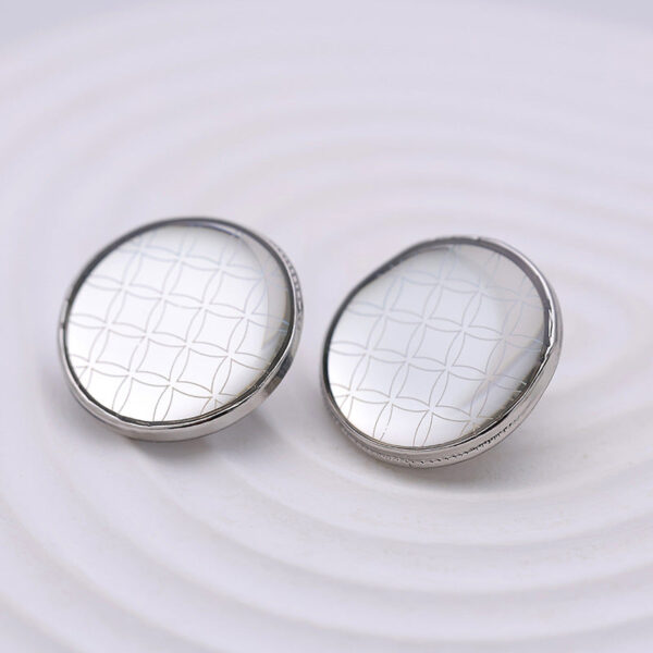20mm Silver Round Rainbow Checkered Metal Button 5pcs - Image 3