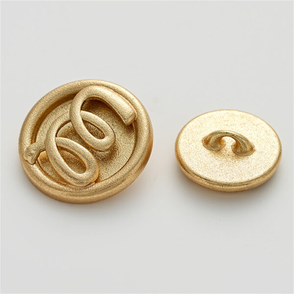 Sand Gold M Letter Three-Dimensional Relief Hollow Metal Button 5pcs - Image 2