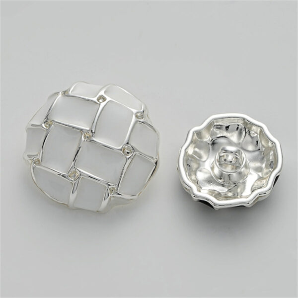 Black White Grid Epoxy Mushroom Diamond Metal Button 5pcs - Image 5