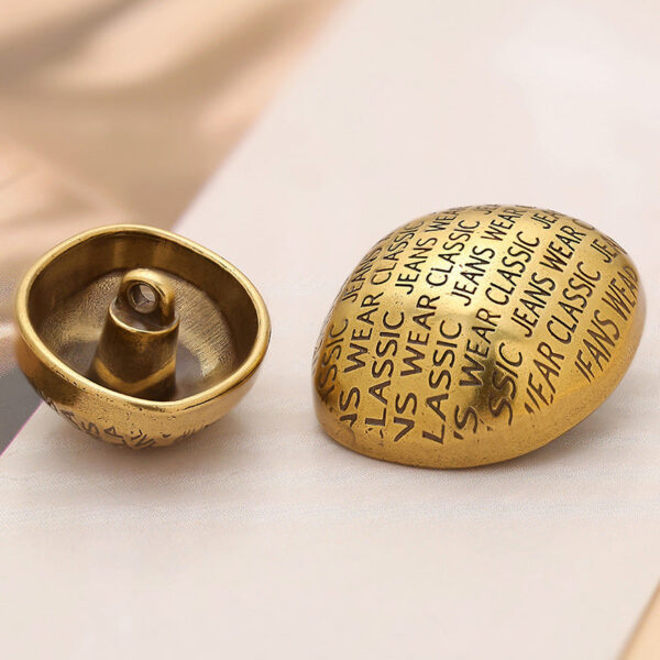 Vintage Stone Antique Silver Gold Decorative Metal Buttons 6pcs - Image 3