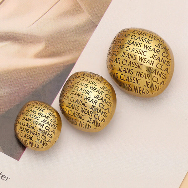 Vintage Stone Antique Silver Gold Decorative Metal Buttons 6pcs - Image 2