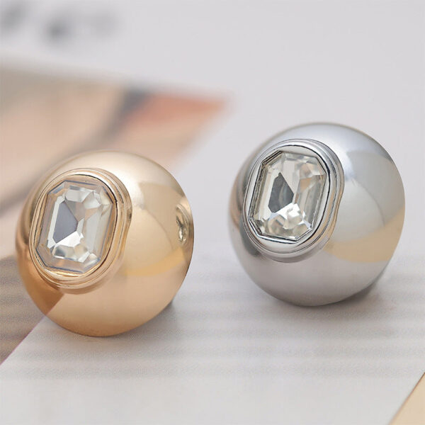 Convex Metal Button with Diamonds and High Feet 6pcs - Image 5