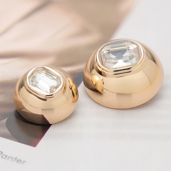 Convex Metal Button with Diamonds and High Feet 6pcs - Image 3