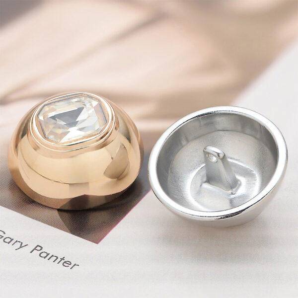 Convex Metal Button with Diamonds and High Feet 6pcs - Image 2
