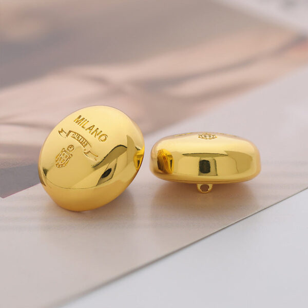 Shiny Gold Round Mushroom MILANO Decoration Metal Button 5PCS - Image 2
