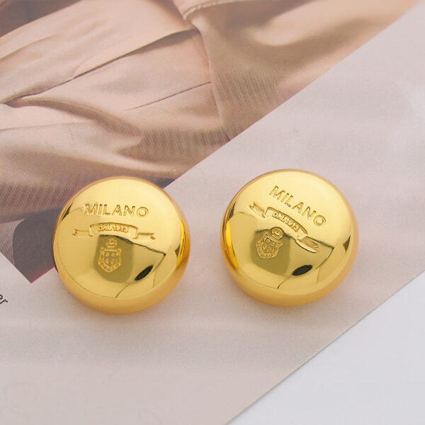 Shiny Gold Round Mushroom MILANO Decoration Metal Button 5PCS - Image 3