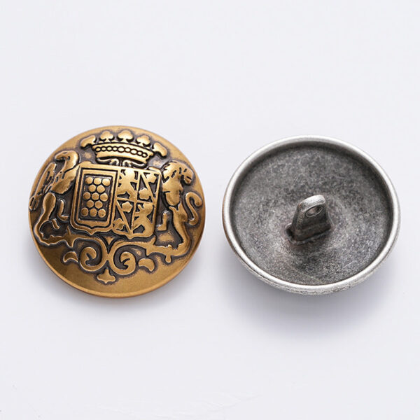 14.5mm Vintage Gold and Silver Double Lion Decorative Metal Button 6pcs - Image 3