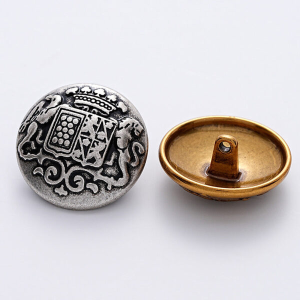 14.5mm Vintage Gold and Silver Double Lion Decorative Metal Button 6pcs - Image 4