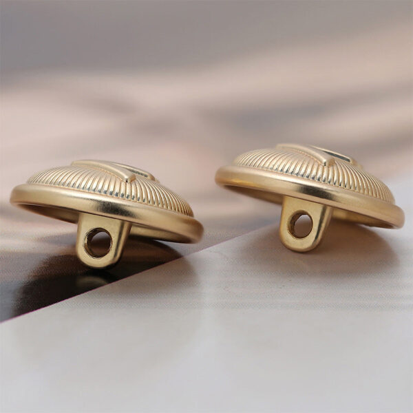 18mm Striped V Light Gold Metal Sewing Buttons 10pcs - Image 4