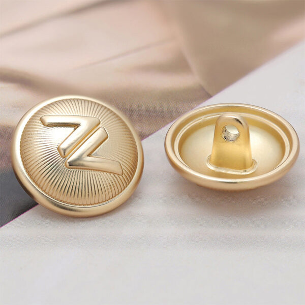 18mm Striped V Light Gold Metal Sewing Buttons 10pcs - Image 2