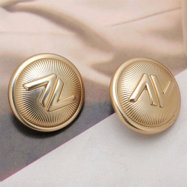 18mm Striped V Light Gold Metal Sewing Buttons 10pcs - Image 3