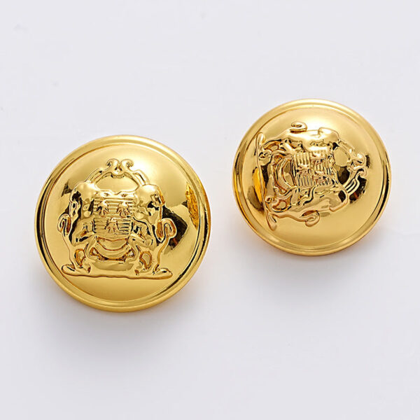 French British College Double Lion Metal Button with Handle 5pcs - Image 3