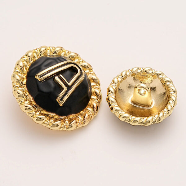 A Letter Gold and Silver Metal Shank Button 5pcs - Image 4