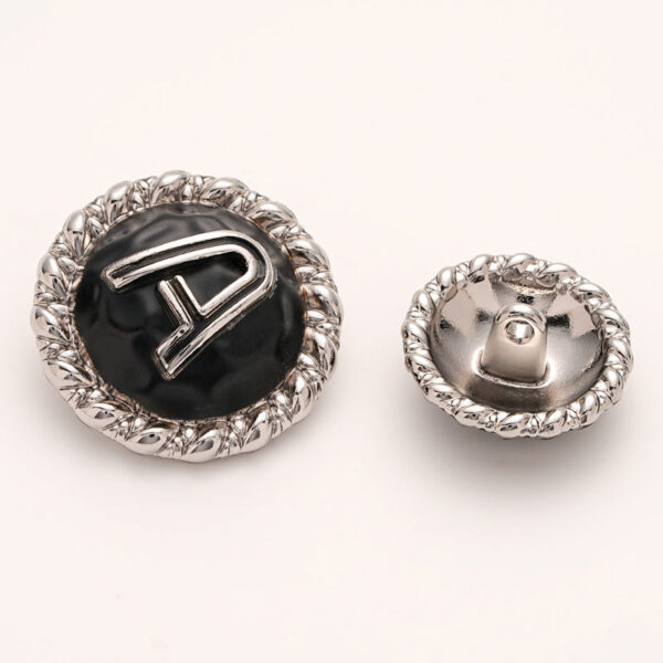 A Letter Gold and Silver Metal Shank Button 5pcs - Image 5