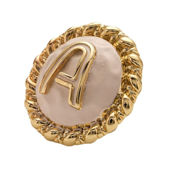 A Letter Gold and Silver Metal Shank Button 5pcs - Image 2