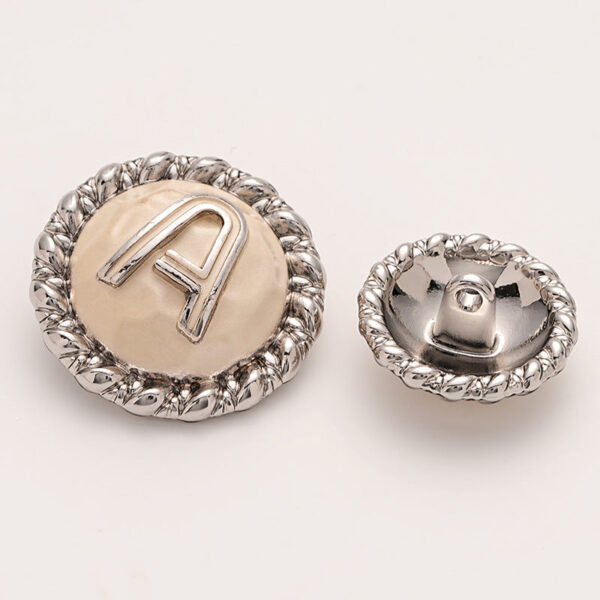 A Letter Gold and Silver Metal Shank Button 5pcs - Image 3