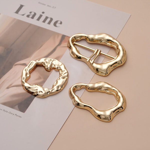 Irregular Rectangular Metal Alloy Adjustment Buckle 3pcs