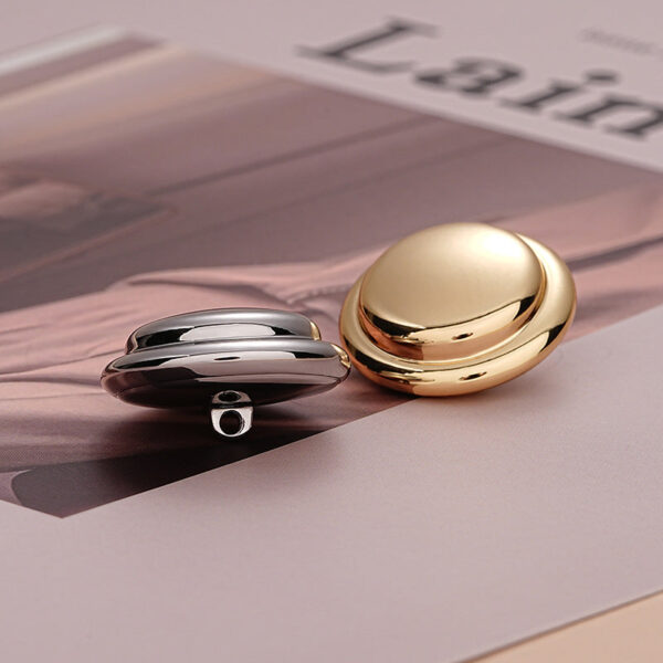 Hollow-Backed Golden Silver Round Hat-Shaped Metal Button 5pcs - Image 3