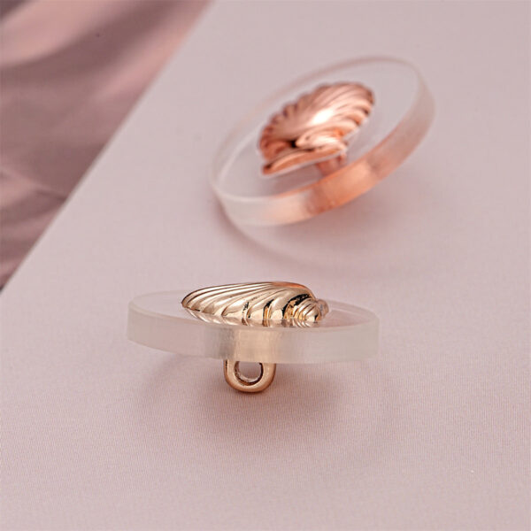 18mm Round Gold Pink Black Metal Shell & Acrylic Button 5pcs - Image 2