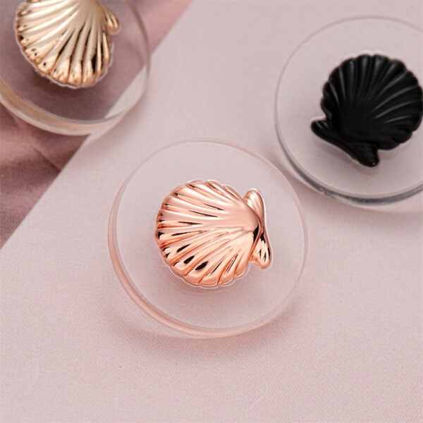 18mm Round Gold Pink Black Metal Shell & Acrylic Button 5pcs - Image 4