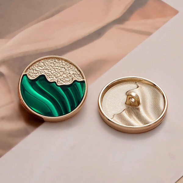 Retro Chinese Oil-Dropped Emerald Green Metal Button 10pcs - Image 2