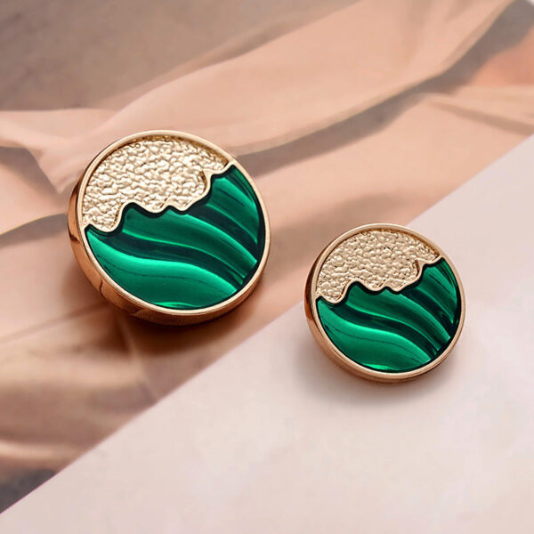Retro Chinese Oil-Dropped Emerald Green Metal Button 10pcs - Image 3