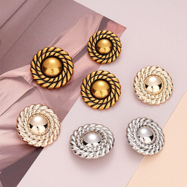 Retro Gold Simple Round Metal Button with Handle 6pcs - Image 4