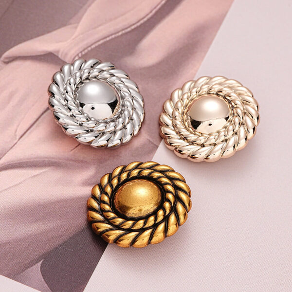 Retro Gold Simple Round Metal Button with Handle 6pcs - Image 2