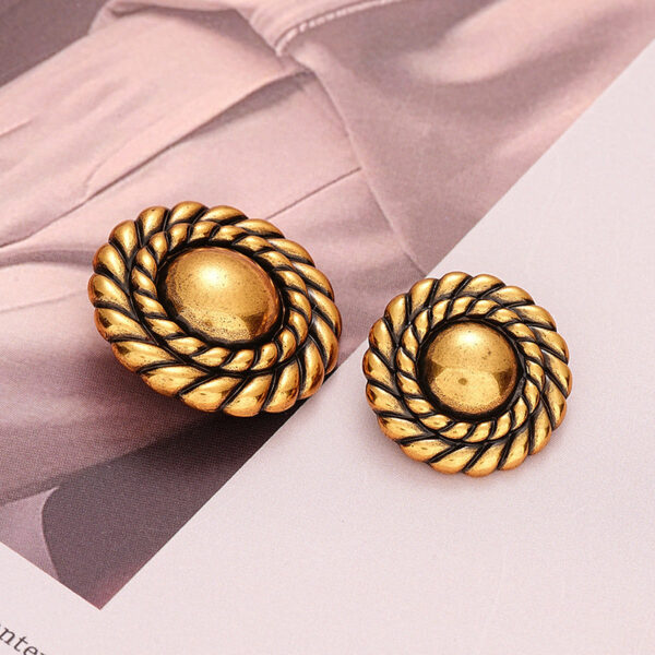 Retro Gold Simple Round Metal Button with Handle 6pcs - Image 5
