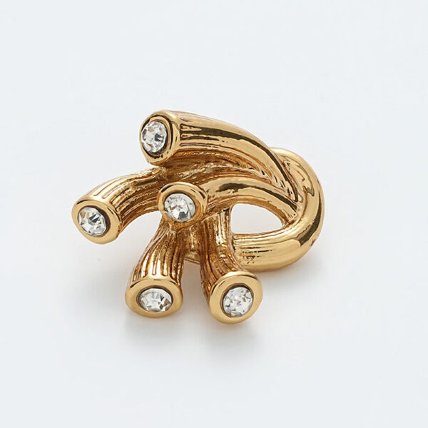 Irregular Antennae Diamond-Inlaid Retro Gold Metal Button 5pcs