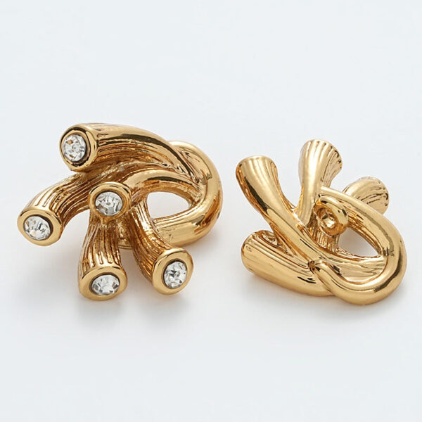 Irregular Antennae Diamond-Inlaid Retro Gold Metal Button 5pcs - Image 3