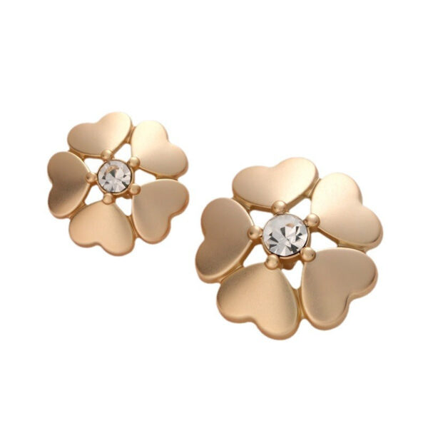 Metal Heart-Shaped Five-Leaf Clover Flower Diamond Button 6pcs - Image 3