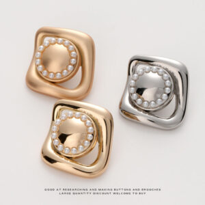 18-23mm French Retro Pearl Irregular Metal Button 5pcs