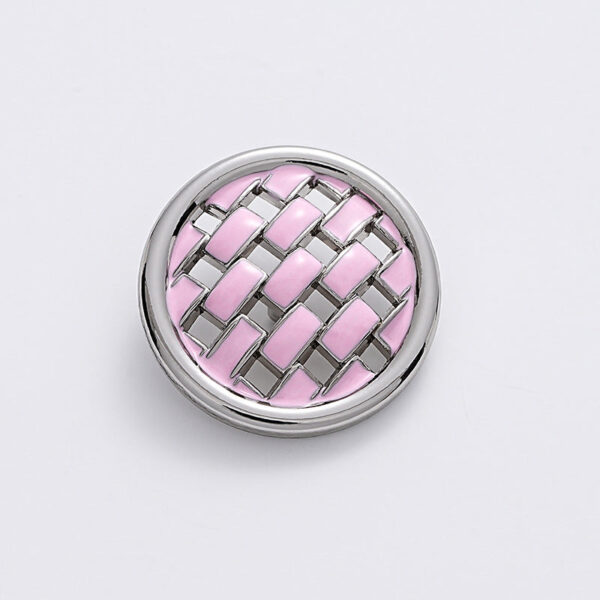 Pink and Black Woven Grid Oiled Metal Clothing Button 5pcs - Image 4
