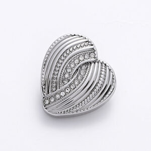 Heart-Shaped Diamond-Inlaid Striped Gold Fashion Metal Button 10pcs